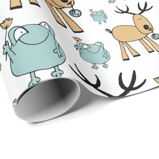 rendier- en kikkerpatroon cadeaupapier (Rol Hoek)