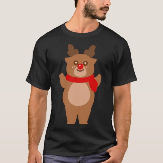 Rendier en Rudolph Christmas Cartoon met de hand g T-shirt (Voorkant)