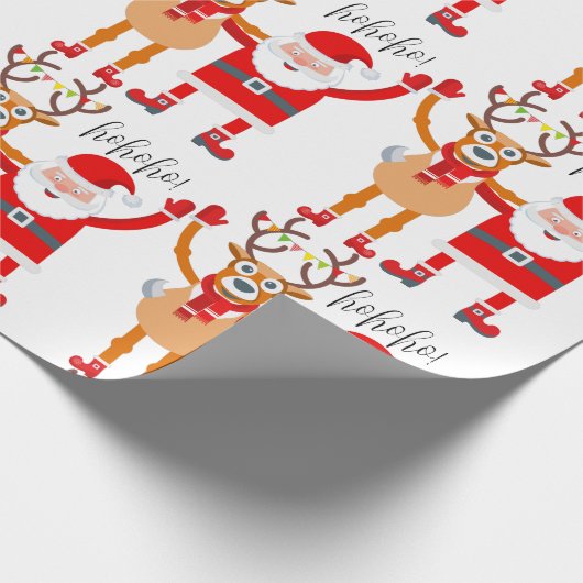 Rendier en Santa Wrapping Papier (Hoek)
