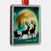 Rendier en Sleigh volle maan Metalen Ornament (Rechts)