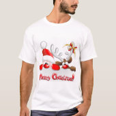 Rendier en sneeuwman kerst t-shirt (Voorkant)