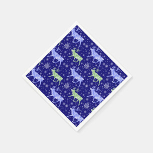 Rendier en Sneeuwvlokken Patroon Blauw en Groen Servet