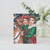 Rendier en twee van de helpers van de kerstman briefkaart (Staand voorkant)