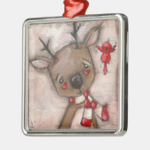 rendier en vriend - sierplant metalen ornament (Links)