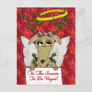 Rendier Engel Tis Het Seizoen om Veganist te Zijn Briefkaart