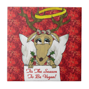 Rendier Engel Tis Het Seizoen om Veganist te Zijn Tegeltje