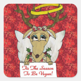 Rendier Engel Tis Het Seizoen om Veganist te Zijn Vierkante Sticker