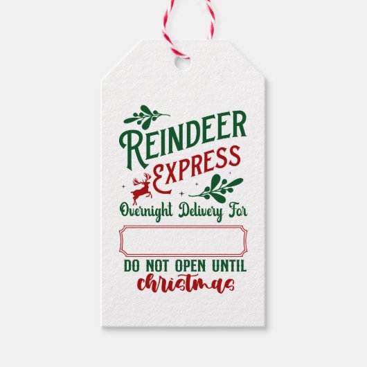 rendier express kerstcadeau van de kerstman cadeaulabel (Voorkant)