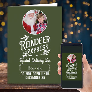 Rendier Express Kind naam & foto Kerstmis Feestdagen Kaart