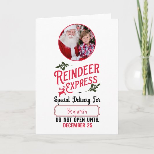 Rendier Express Kind naam & foto Kerstmis Feestdagen Kaart (Voorkant)