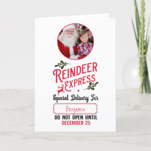 Rendier Express Kind naam & foto Kerstmis Feestdagen Kaart