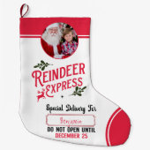 Rendier Express van Santa Naam & Foto Grote Kerstsok (Voorkant)