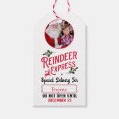 Rendier Express van Santa Name & Photo Christmas Cadeaulabel (Voorkant)