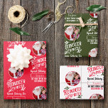 Rendier Express van Santa Name & Photo Christmas Inpakpapier Vel<br><div class="desc">Voeg toe aan de magie van de Kerstman dit vakantieseizoen met deze aangepaste rode, groene en witte kerst inpakpapier vel set. De cadeauverpakking heeft een patroon met de tekst "Rendier Express" en maakt het mogelijk om de naam en foto van je kleine jongen of meisje toe te voegen! Deze geschenkverpakking...</div>