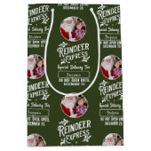 Rendier Express van Santa Name & Photo Christmas Medium Cadeauzakje (Voorkant)