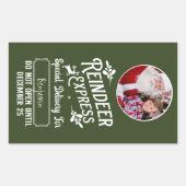 Rendier Express van Santa Name & Photo Christmas Rechthoekige Sticker (Voorkant)