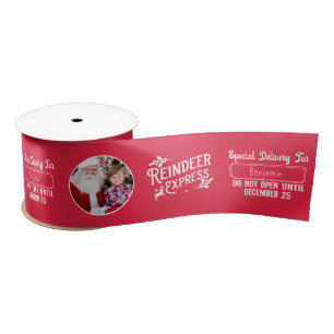Rendier Express van Santa Photo Christmas Red Satijnen Lint