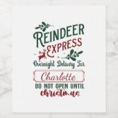 Rendier Express voor een vrolijke kerst! Wijn Etiket (Enkel label)
