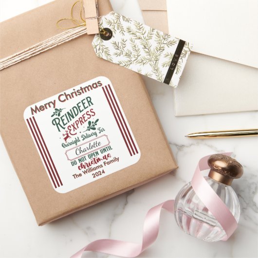 Rendier Express: vrolijk vakantieplezier! Vierkante Sticker (Geschenken)