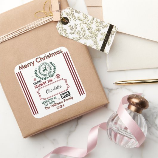 Rendier Express: vrolijk vakantieseizoen Vierkante Sticker (Geschenken)