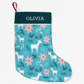 Rendier Floral Poinsettia Whimsical gepersonalisee Kleine Kerstsok (Voorkant)