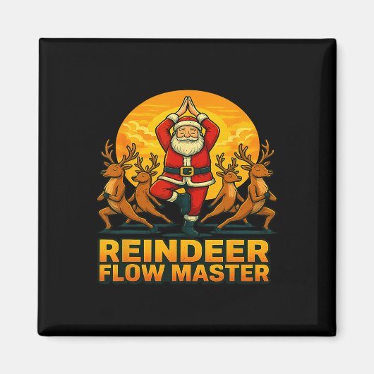 Rendier Flow Master Yoga Kerstman Kerstvakantie Magneet (Voorkant)