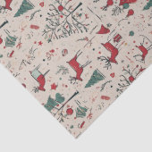 Rendier Folk Art Tissue Papier Kerstcadeau Wrap (Detail)