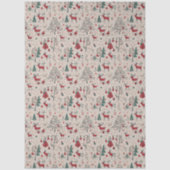 Rendier Folk Art Tissue Papier Kerstcadeau Wrap (Voorkant)