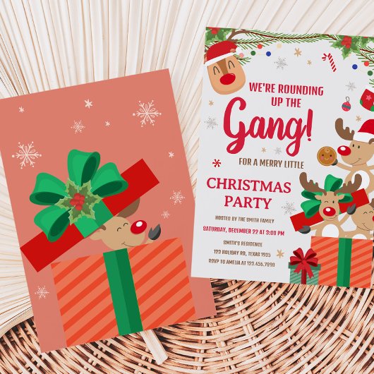 Rendier Fun Afronding van de Bende Kerstfeest Kaart