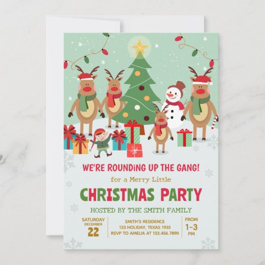 Rendier Fun Kerstfeest Kaart (Voorkant)