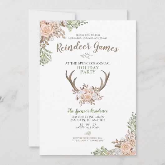 Rendier Games Vakantie Party Uitnodiging (Voorkant)