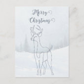 Rendier gedempt blauw grijs gevoerd winter kerst feestdagenkaart (Voorkant)