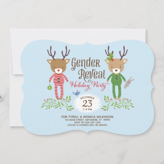 Rendier Gender Reveal Party Uitnodiging (Voorkant)