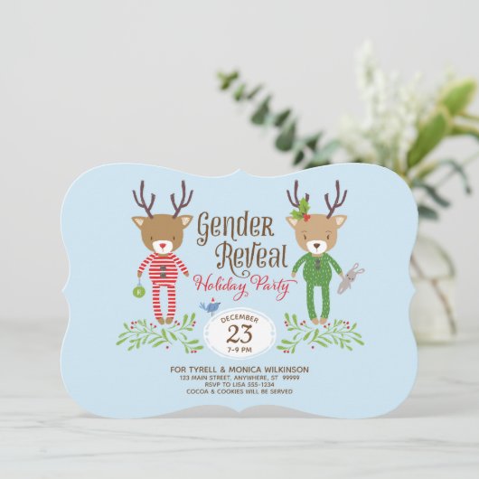 Rendier Gender Reveal Party Uitnodiging (Staand voorkant)