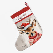 Rendier Gepersonaliseerde Grote Kerstkous Kerstsok (Achterkant (Hangend))