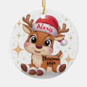 Rendier gepersonaliseerde kerst ornament (Voorkant)