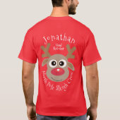 Rendier Gepersonaliseerde Nieuwheid Kerst Cartoon T-shirt (Achterkant)