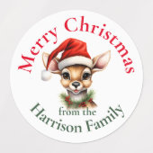 Rendier gepersonaliseerde vintage kerstwensen labels (Design 1)