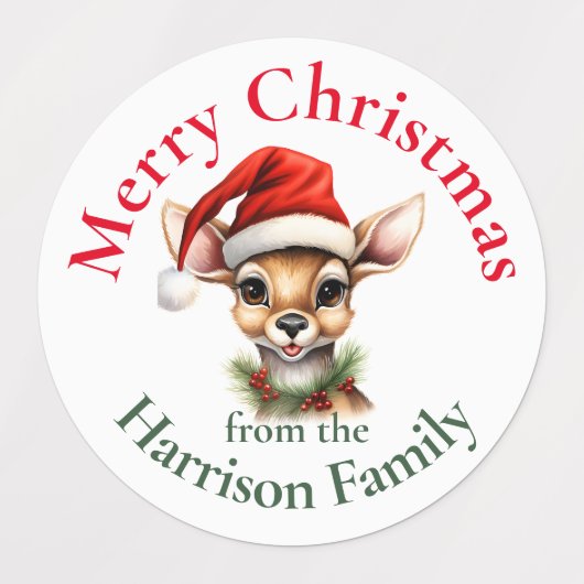 Rendier gepersonaliseerde vintage kerstwensen labels (Design 1)