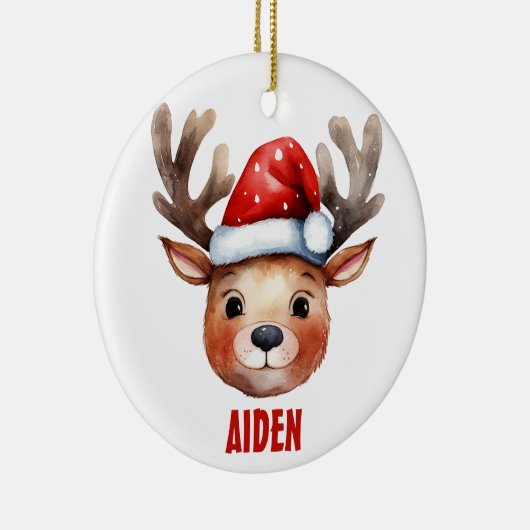 Rendier Gezicht Gepersonaliseerde Kinder Mok Keramisch Ornament (Rechts)