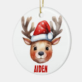 Rendier Gezicht Gepersonaliseerde Kinder Mok Keramisch Ornament (Links)