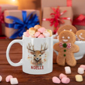Rendier Gezicht Gepersonaliseerde Vakantie Mok