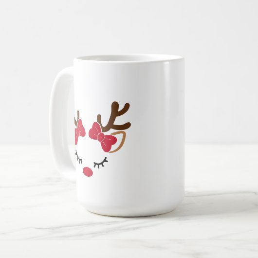 Rendier gezicht "Hers" Koffie Mok Cup (Voorkant links)