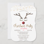 Rendier Gezicht, String Lights Goud Kerstbedrijf Kaart (Voorkant)