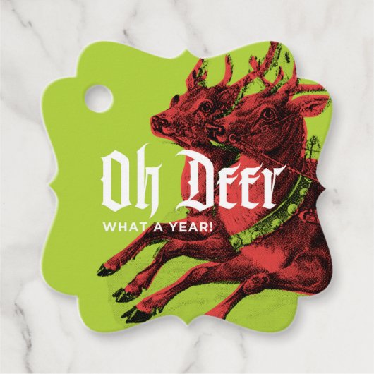 Rendier Gift Label Brite Rood Fancy (Voorkant)