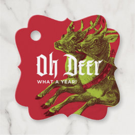 Rendier Gift Label Groen/Rood Fancy