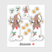 Rendier Gnome Kerstvakantie Sticker (Vel)