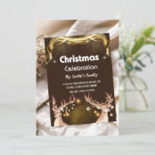 Rendier Gold Theme Kerstfeest Uitnodiging Auto (Staand voorkant)