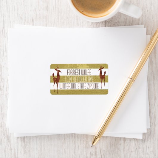 Rendier goud en wit gestreepte elegante winter etiket (Insitu)