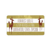 Rendier goud en wit gestreepte elegante winter etiket (Voorkant)